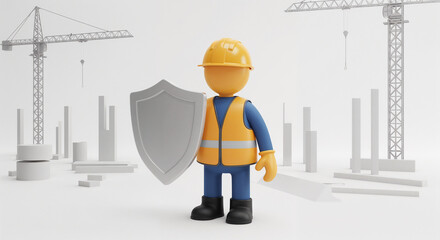 Poster - occupational health and safety at construction sites concept . Generative AI
