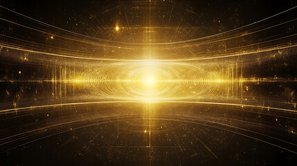 Poster - enigmatic golden light portal futuristic technology gateway exploration and dimensional travel image
