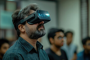 Poster - a teacher and students use a virtual reality headset to explore ai-driven learning environments in a