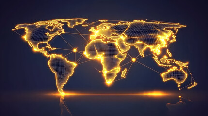 Poster - Global network expansion through innovative technology world map visualization graphic representation digital environment