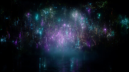 Poster - Ethereal Cascade of Light and Color Reflections Mesmerizing Cosmic Aurora Borealis Displaying Magic