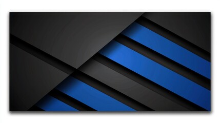 Poster - A modern, professional blue and black abstract scene with crisp geometric lines, soft gradients, and futuristic depth.
