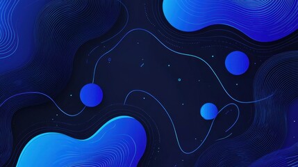 Poster - A modern, professional blue and black abstract scene with crisp geometric lines, soft gradients, and futuristic depth.