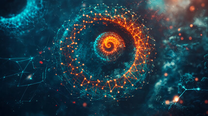 Poster - Dynamic spiral visualization of energy patterns in cosmic environment abstract artwork digital art