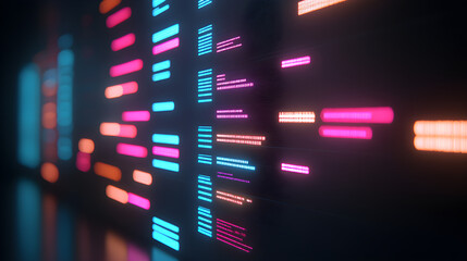 Fototapete - Data visualization event digital space graphic display modern environment close-up view tech concept