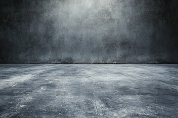 Poster - Dark grunge concrete room, textured floor, spotlight background, product display