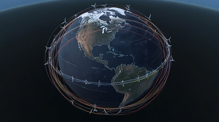 Poster - Satellite network expansion global reach infographic digital environment aerial view connectivity and innovation