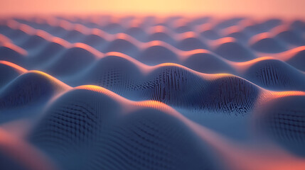 Poster - Dynamic waves of light and color abstract landscape digital art serene environment low angle view modern aesthetic