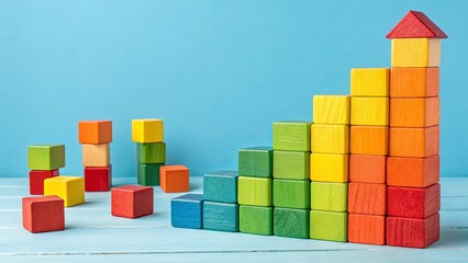 Poster - A stack of wooden blocks with a green block on top