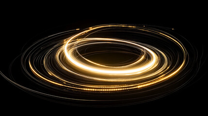 Poster - Ethereal Golden Light Orbits Twisting Across a Dark Void in Digital Space Abstract Illustration