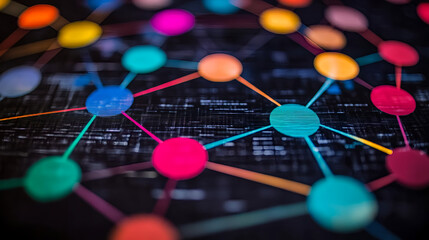 Poster - Dynamic network visualization of data connections digital realm infographic abstract close-up technology insight