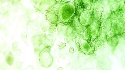 Poster - Ethereal Green Spheres and Veins of Light Abstract Fluid Art Design Depicting Life and Growth