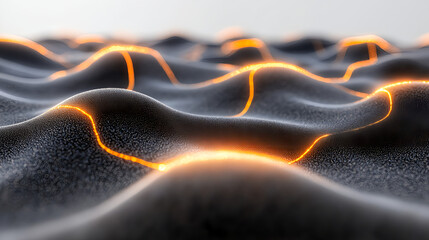 Poster - Flowing energy waves abstract art digital landscape futuristic environment close-up view visual concept