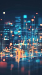 Poster - Abstract cityscape with data visualization elements