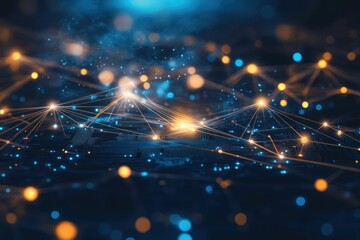 Poster - abstract network connections glowing in dark space