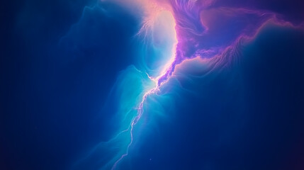 Poster - Ethereal Lightning Storm of Cosmic Dreams with Abstract Nebula Cloudscape and Intense Electrical Energy