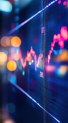 Poster - colorful stock market graph with blurred lights