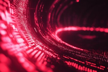 Poster - abstract visualization of glowing red data streams swirling in a futuristic digital environment
