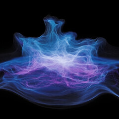 Poster - ethereal nebula formation abstract digital art with wavy lines in shades of blue and purple on black
