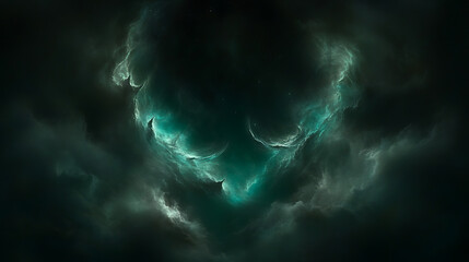 Poster - Ethereal Nebula Face Shape in Deep Space Abstract Artistic Visualization Exploration and Discovery
