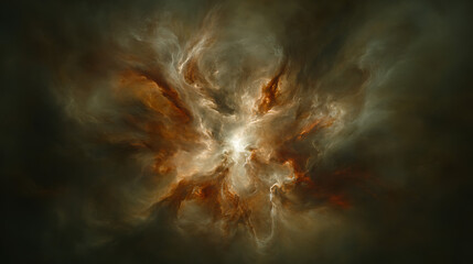 Poster - ethereal nebula of light and shadow abstract cosmic phenomenon of interstellar cloud formation