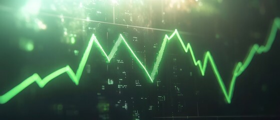 Poster - Green financial graph illustrating market trends and data