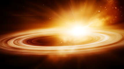 Poster - Ethereal Planetary Nebula Formation with Golden Ring and Cosmic Light Show in Deep Space