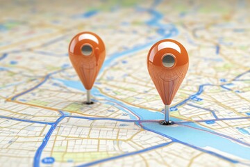 Poster - Map with location markers highlighting a river view
