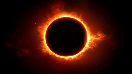 Poster - Ethereal Solar Eclipse with Fiery Corona Radiating in Outer Space Fantasy Art Creation Style