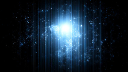 Poster - Ethereal Star Burst with Streaming Light and Celestial Dust Abstract Background Image