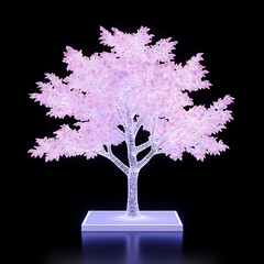 Poster - Ethereal Tree of Light Radiating on a Pedestal in a Dark Void Digital Art Creation