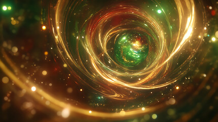 Poster - Ethereal Vortex of Light and Color Swirling Around Central Celestial Sphere Artistic Creation