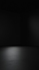 Poster - A dimly lit, empty room with a spotlight on the floor, creating a dramatic atmosphere for artistic presentations