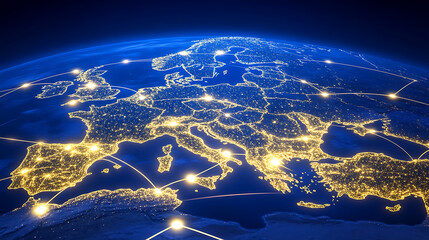 Poster - Europe at Night Continent Connections Network of Cities Technology Global Communication System
