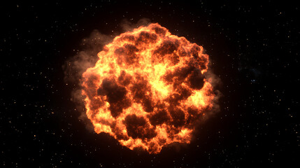 Poster - Explosive Nebula Supernova Cosmic Event Celestial Phenomenon Orange Fireball in Outer Dark Space