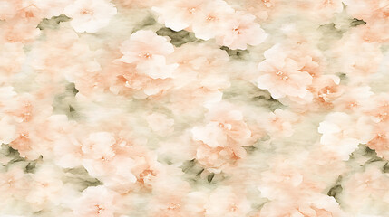 Poster - Exquisite Watercolor Peach Flowers Seamless Pattern Gentle Aesthetic Background for Creative Designs