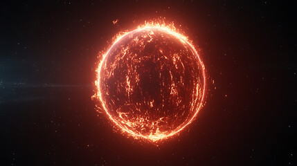 Poster - Fiery Celestial Body Radiating Intense Heat and Light Amidst Starry Space Depths of Outer Realm