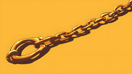 Poster - Heavy metal chain link art studio setting digital illustration vibrant yellow background close-up view strength concept