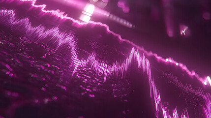 Poster - Vibrant sound wave visualization digital studio abstract art neon environment close-up view audio concept