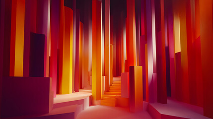 Poster - Vibrant abstract art installation gallery space digital artwork contemporary environment low angle view creative expression