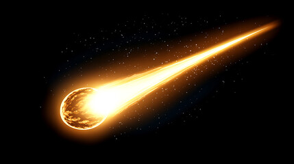 Poster - Fiery Space Comet Streaking Through the Cosmos with Luminous Tail and Glowing Sphere in Dark Sky