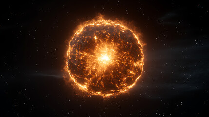 Poster - Fiery Star Explosion in Space Galaxy Abstract Cosmos Universe Celestial Body Stellar Radiation Sphere