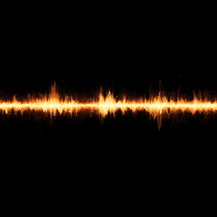 Poster - Fiery Visual Representation of Audio Signal with Abstract Golden Frequency on Dark Backdrop