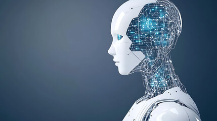 Poster - Futuristic Android Female Robot with Advanced Cybernetic Brain Technology and Circuitry