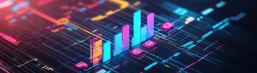 Poster - Vibrant Colorful Abstract Background Featuring Unique 3D Structure with Dynamic Shapes and Depth Creating a Modern Artistic Visual Experience