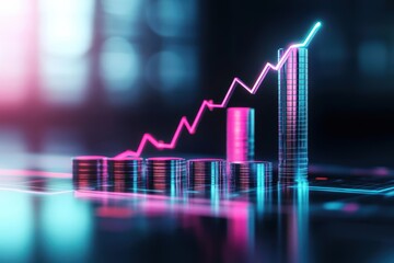 Poster - detailed graph displayed on laptop screen in modern office setting illustrating data analysis and bu