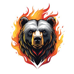 Wall Mural - Fiery Grizzly Bear: A Majestic Blaze