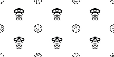 basketball seamless pattern sport net vector cartoon doodle gift wrapping paper tile background repeat wallpaper scarf isolated illustration design