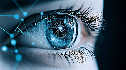 Poster - Futuristic Eye Interface Connection Visual Data Analysis Cyber Security Biometric Identification System