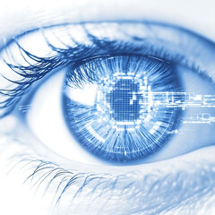 Poster - Futuristic Eye with Cybernetic Implant Integration of Advanced Neural Network Technology